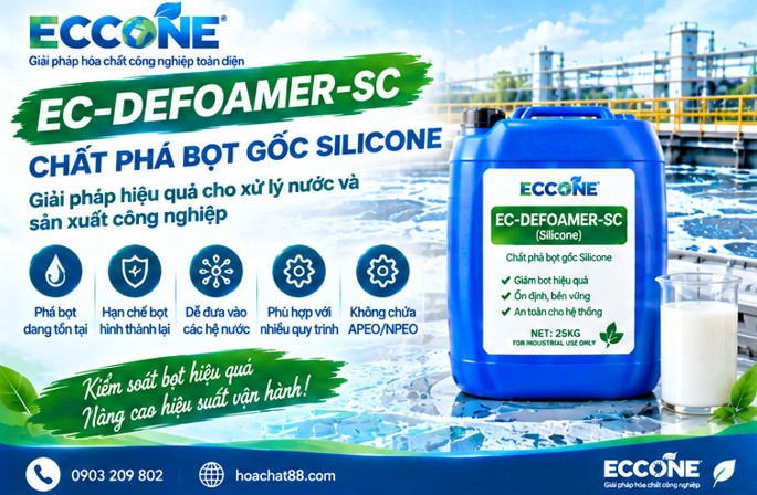 chất phá bọt gốc silicone cho xử lý nước thải, dệt nhuộm, giấy và sản xuất công nghiệp